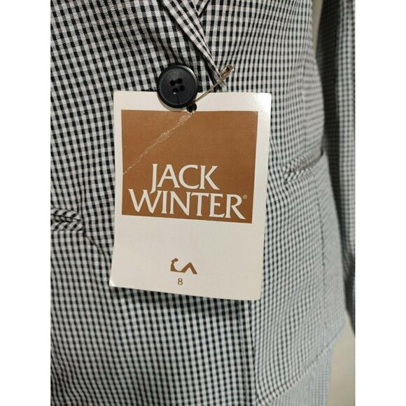 Vintage Jack Winter Womens White Gingham 3 Piece Blazer Top Skirt Suit Size 8 - Picture 8 of 12